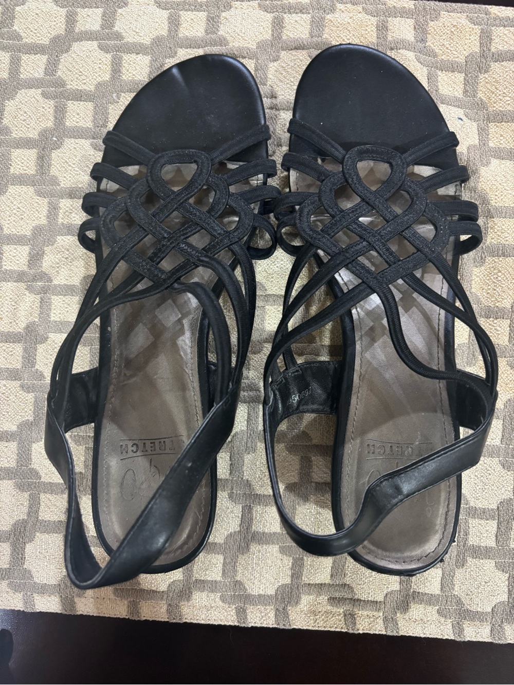 Impo Black Strappy Knot Front Slingback Sandals